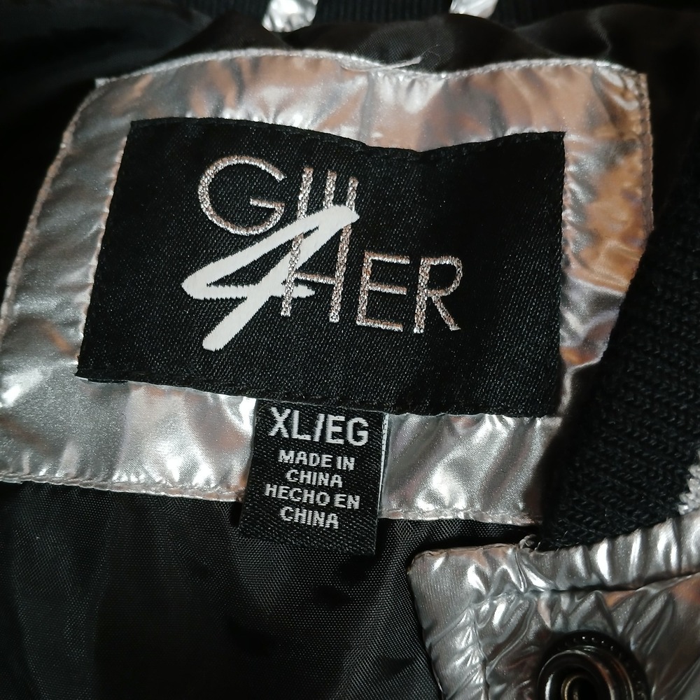 NWT Carolina Panthers G-III 4Her Silver Women Full Zip Puffer Jacket Size XL - Picture 7 of 9